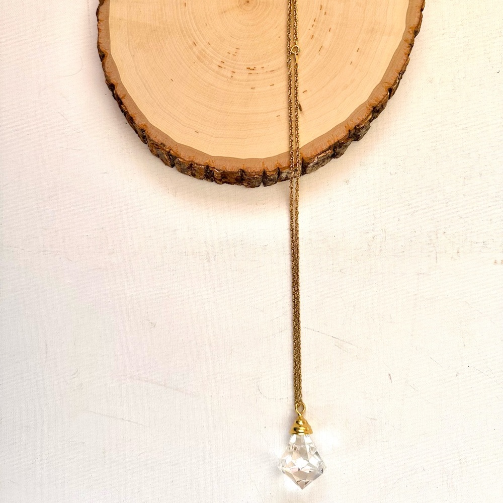 Avon Gold Necklace with Clear Crystal Pendant